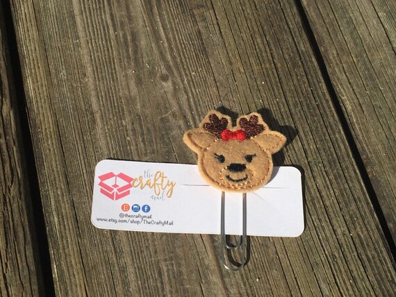 Girl Reindeer Planner Clip/Paper Clip/Feltie. Christmas Planner Clip. Reindeer planner clip. Holiday planner clip