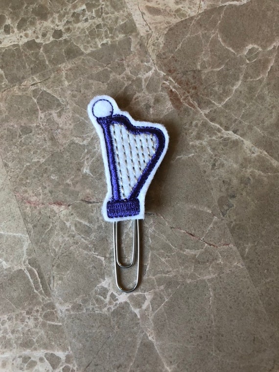Purple Harp Planner Clip/Musical Instrument Planner Clip/Planner Clip/Bookmark. Music Planner Clip.