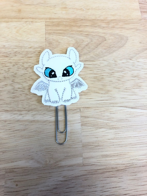 White Vinyl Full Body Dragon Planner Clip/Paper Clip/Feltie Clip. Dragon planner clip. Character planner clip