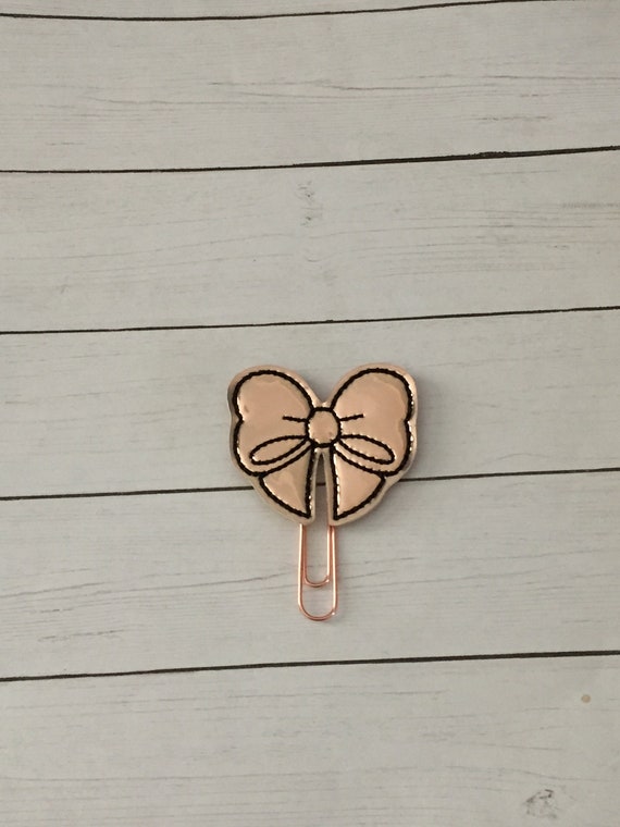Rose Gold Bow planner Clip/Planner Clip/Bookmark. Bow Planner Clip. Holo planner clip. Rose Gold Planner Clip