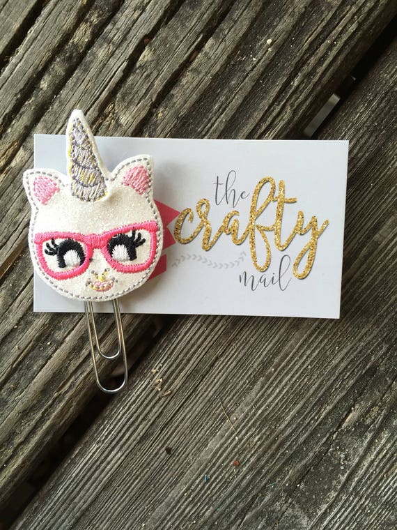 Glitter geeky unicorn Unicorn Clip/Planner Clip/Bookmark.