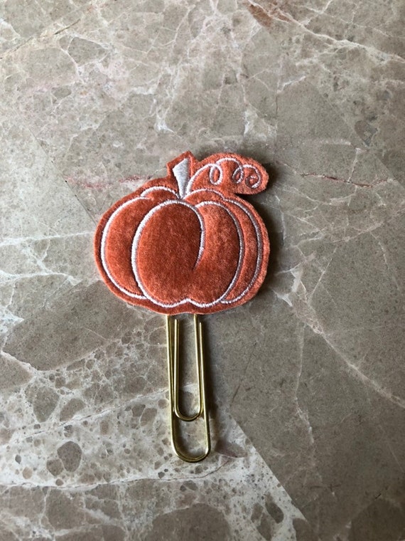 Peach velvet Pumpkin planner Clip/Planner Clip/Bookmark. Pumpkin planner clip. fall planner clip. autumn planner clip.