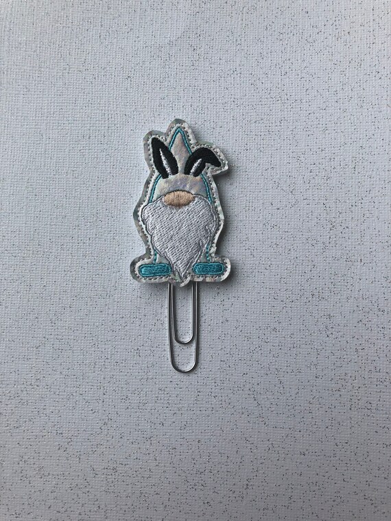 Black Bunny Ear Gnome planner Clip/Planner Clip/Bookmark. Bunny Gnome Planner. Gnome Planner Clip.