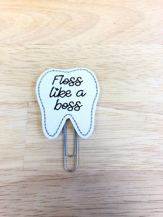 Floss Like A Boss Planner Clip/Planner Clip/Bookmark. Dental Planner Clip. Dentist Planner Clip. Tooth Planner Clip. Teeth Planner Clip