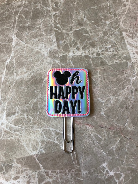 Holo Oh Happy Day Mouse Glitter Bow Planner Clip/Planner Clip/Bookmark. Planner Clip. Mouse Planner Clip.