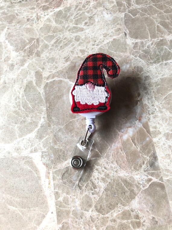 Buffalo Plaid Gnome Badge Reel/Christmas Badge Reel/Nurse Badge Reel/Teacher Badge Reel
