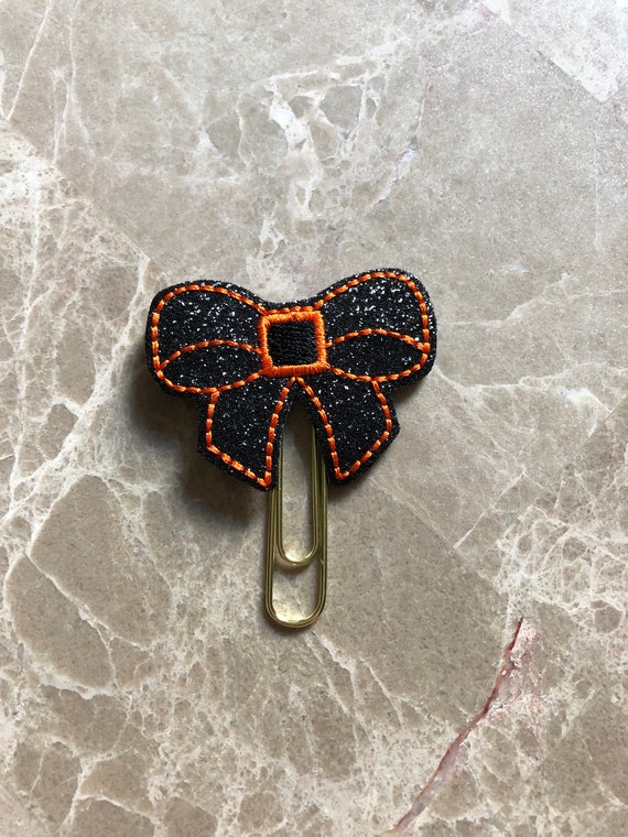 Halloween Glitter Bow Clip/Planner Clip/Bookmark. Halloween Planner Clip. Bow Planner Clip. Fall Planner Clip