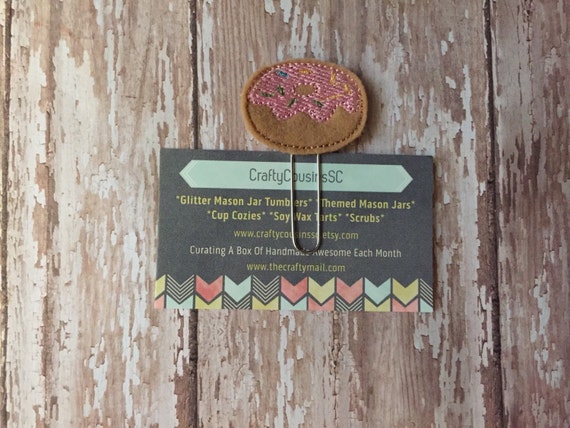 Donut Paper Clip Choice Of Vanilla Or Strawberry Frosting