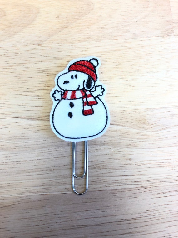 Snowman Dog Clip/Planner Clip/Bookmark. Dog planner clip. Snoopy Feltie. Cartoon Feltie