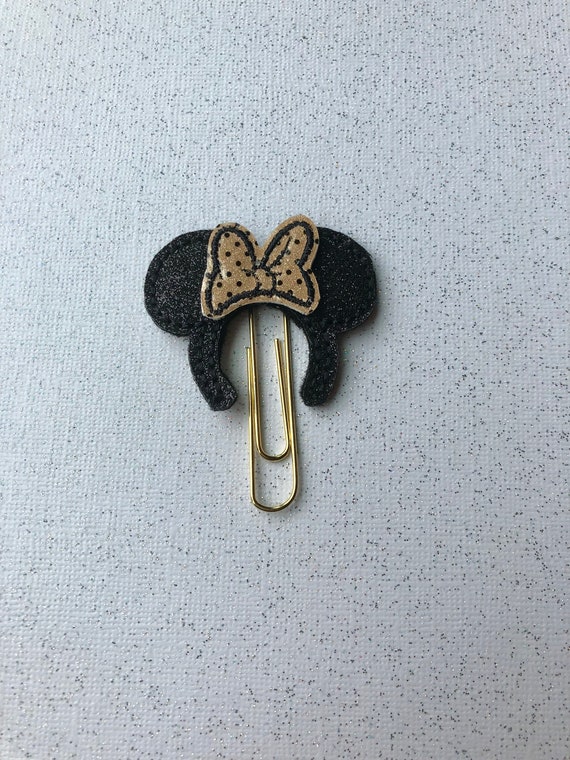 Black Glitter Mouse Ears Clip/Planner Clip/Bookmark. Mouse Ears Planner Clip. Mouse Planner Clip.