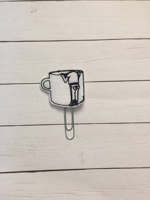 Not Enough Coffee Clip/Planner Clip/Bookmark. Man in coffee cup planner clip. Tired Planner Clip. Coffee Planner Clip