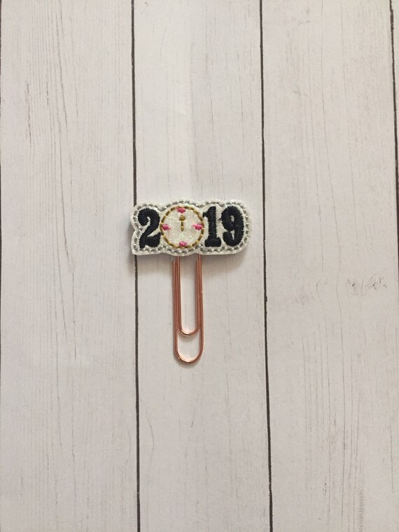 2019 Planner Clip/Planner Clip/Bookmark. New Year Planner Clip. Clock Planner Clip. Glitter Planner Clip