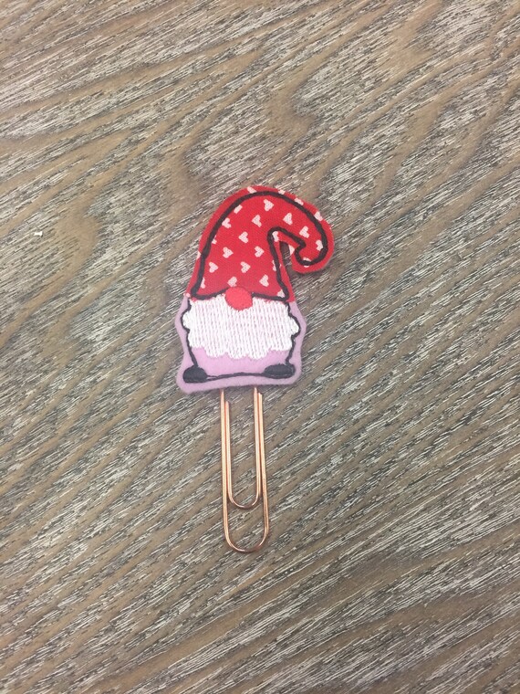 Valentine Heart Fabric Gnome planner Clip/Planner Clip/Bookmark. Valentine Planner Clip. Gnome Planner Clip. Heart Planner Clip