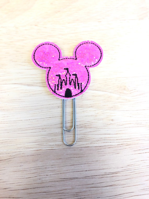 Pink Holographic Mouse Clip/Planner Clip/Bookmark. Mouse Planner Clip. Castle Planner Clip. Glitter Planner Clip. Magical Planner Clip