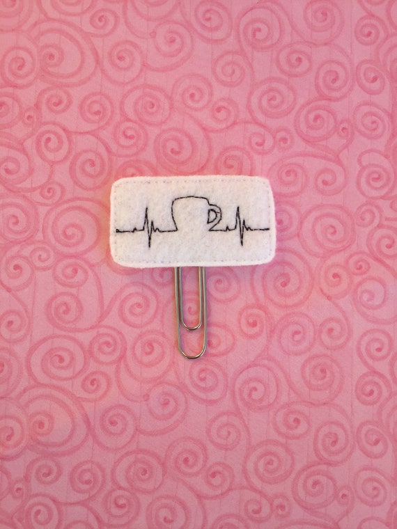 EKG Coffee Clip/Planner Clip/Bookmark. Coffee Planner Clip. EKG Planner Clip. Heartbeat Planner Clip. Caffeine Planner Clip