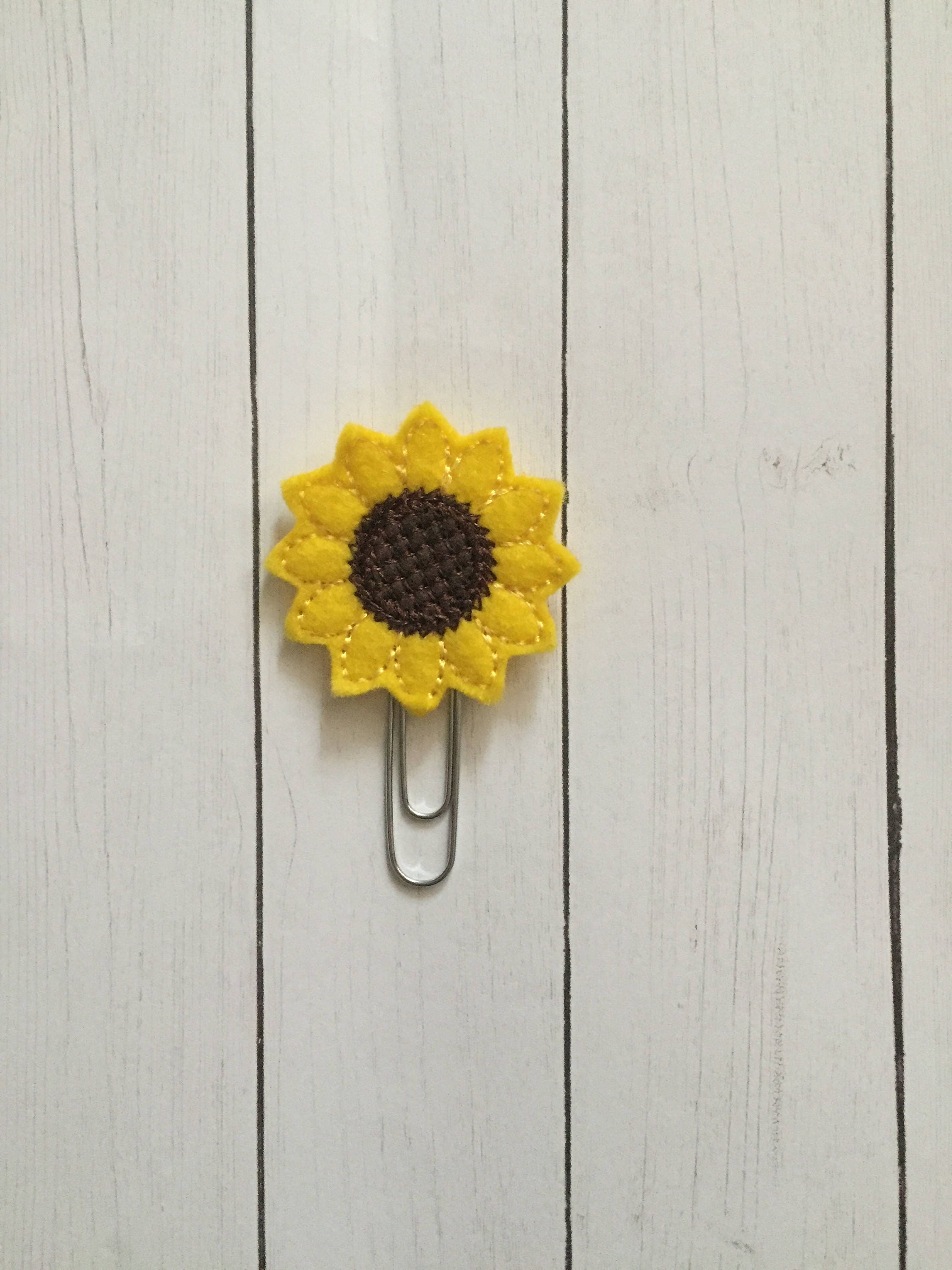 sunflower clip planner clip bookmark flower planner clip flower paper clip