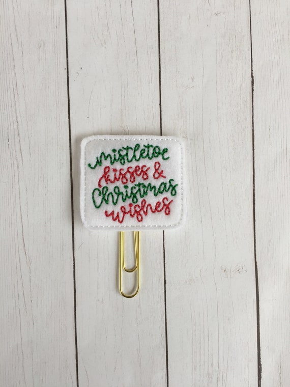 Mistletoe Kisses Christmas Wishes Clip/Planner Clip/Bookmark. Christmas planner clip. Holiday planner clip. Mistletoe Planner Clip