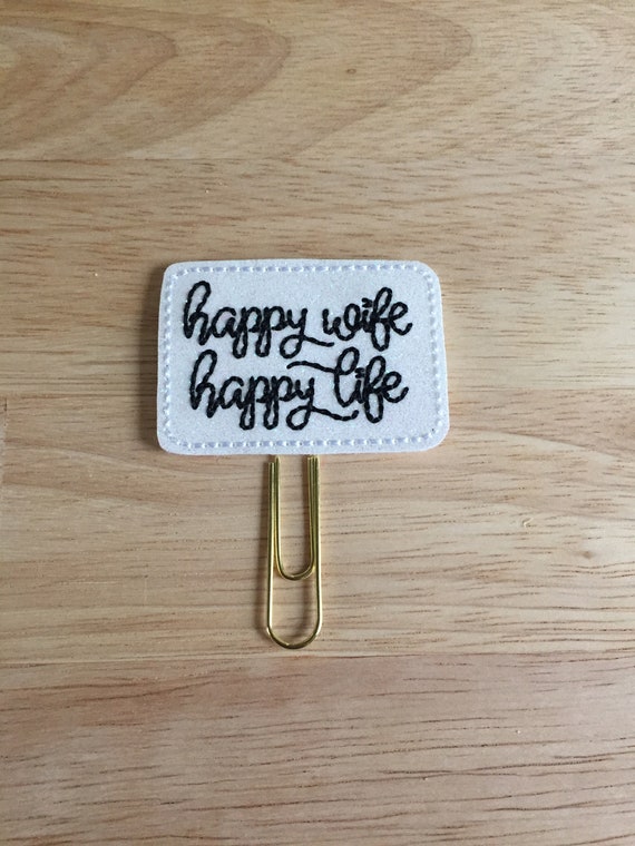 Happy Wife, Happy Life Planner Clip/Planner Clip/Bookmark. Wife Planner Clip. Wifey Planner Clip. Mrs. Planner Clip