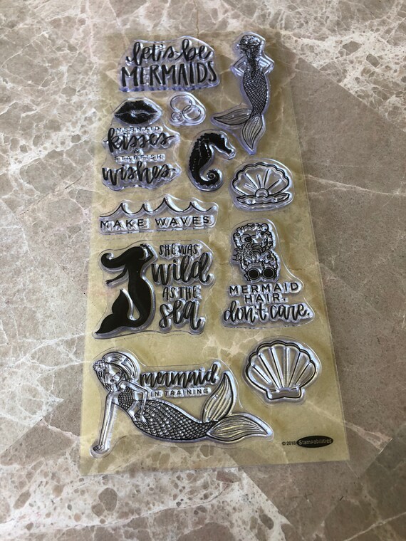 11 Piece Let's Be Mermaids Clear Stamps. Clear Stamps for Planning/Scrapbooking. Mermaid Planner Stamps. Mermaid Hair, Don't Care