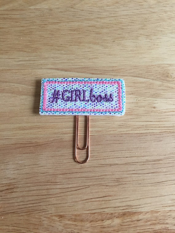 White Glitter Girl Boss Purple planner Clip/Planner Clip/Bookmark. Hashtag Planner Clip. Boss Planner Clip. #Girl Boss. Girl Plan Clip
