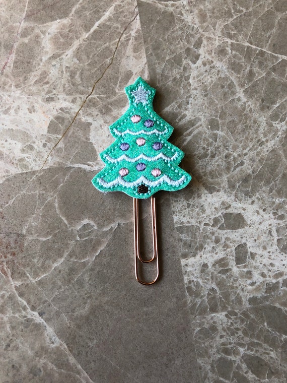 Mint Glitter Christmas Tree planner Clip/Planner Clip/Bookmark. Tree planner clip. Christmas planner clip. Holiday planner clip.
