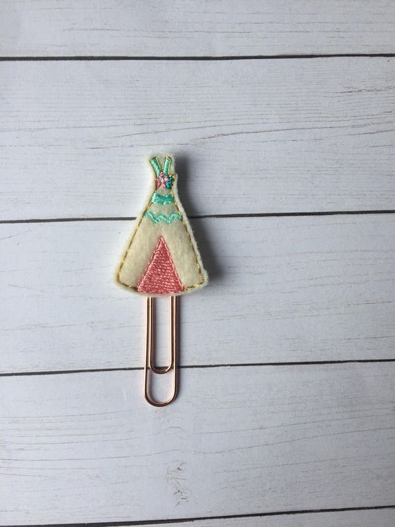 Boho Teepee Planner Clip/Planner Clip/Bookmark. Mint & Pink Teepee Planner Clip. Camping Planner Clip. Camper Planner Clip. Native Plan Clip
