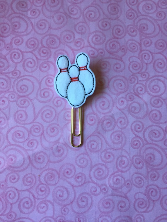 Set of 3 Bowling Pins Planner Clip/Planner Clip/Bookmark. Bowling Planner Clip. Ball Planner Clip. Sports Planner Clip