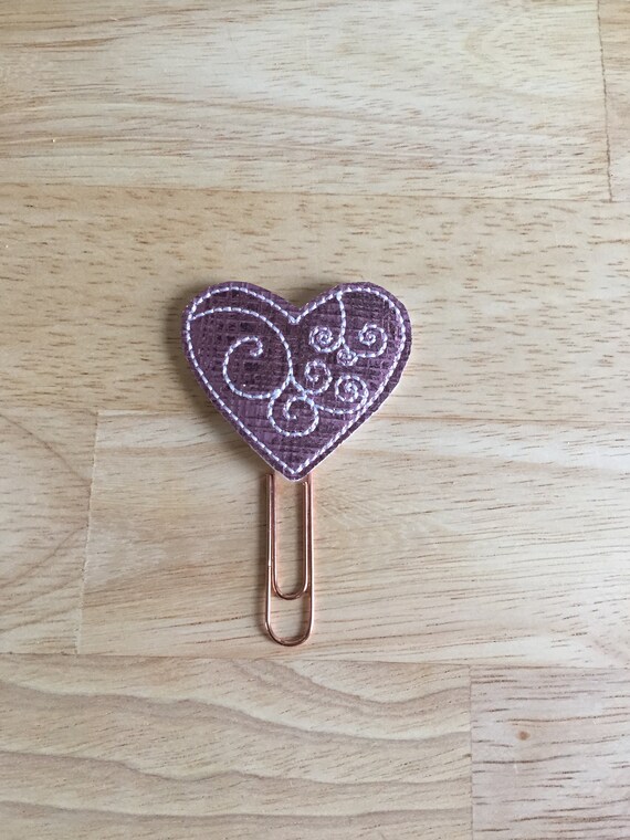 Pink Foil Swirly Heart planner Clip/Planner Clip/Bookmark. Heart Planner Clip. Love Planner Clip. Valentine Planner Clip. Valentines Clip