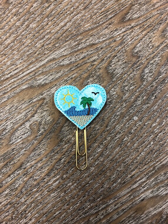 Glitter Beach Heart Planner Clip. Beach Planer Clip. Ocean Planner Clip. Travel Planner Clip. Summer Planner Clip