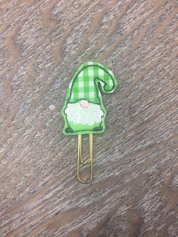 St Patrick's Day Gingham Gnome planner Clip/Planner Clip/Bookmark. St Patricks Day Planner Clip. Gnome Planner Clip. Clover Planner Clip