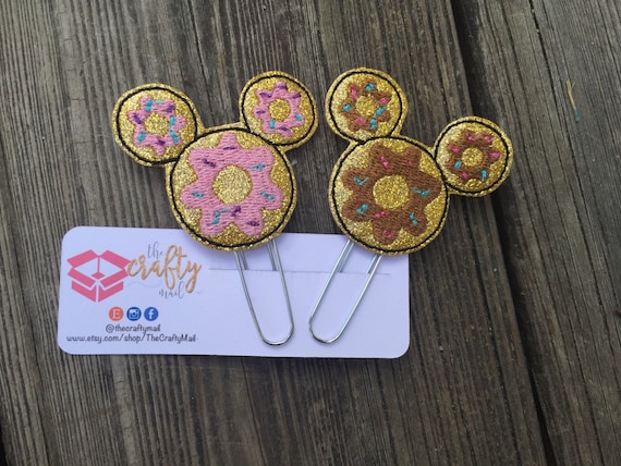 Glitter Mouse Inspired Donut Ears Clip/Planner Clip/Bookmark. Mouse Planner Clip. Character Planner Clip. Donut Planner Clip