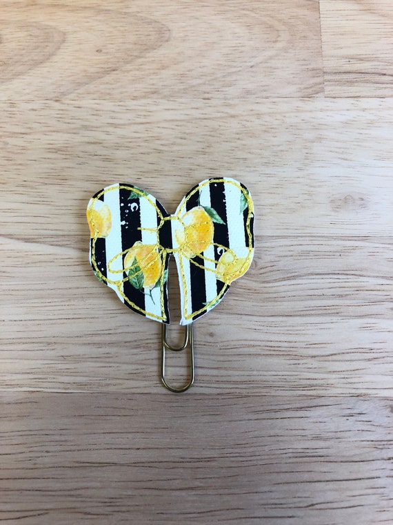Lemon Vinyl Bow planner Clip/Planner Clip/Bookmark. Bow Planner Clip. Lemon planner clip