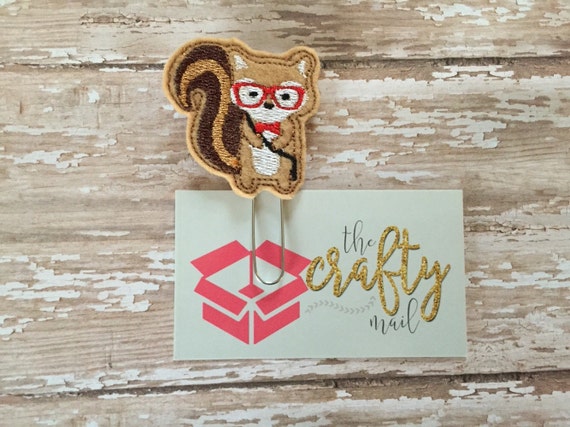 Hipster Squirrel Paper Clip. Squirrel planner clip. Hipster planner clip. Woodland animal planner clip. Animal planner clip