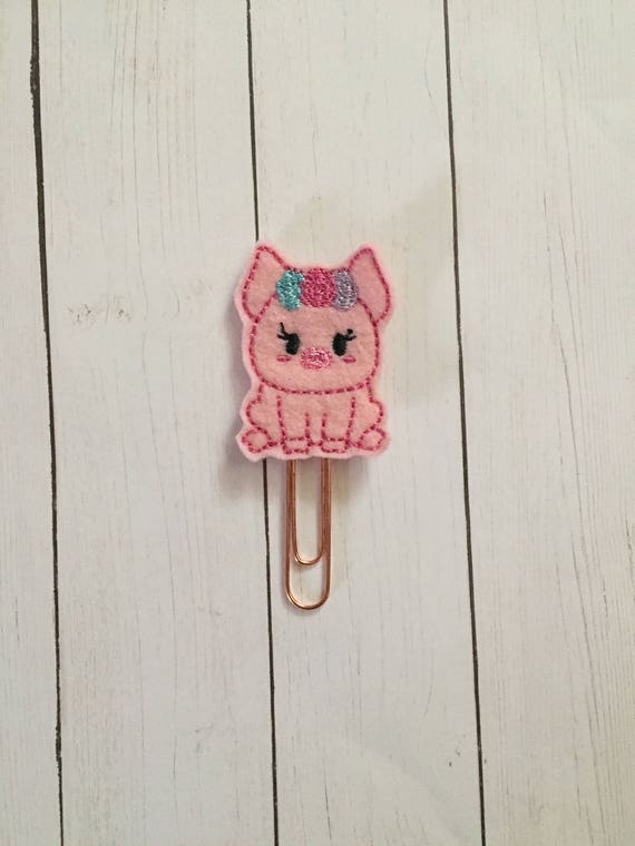 Pig with flowers Clip/Planner Clip/Bookmark. Woodland Planner Clip. Pig Planner Clip. Floral Planner Clip