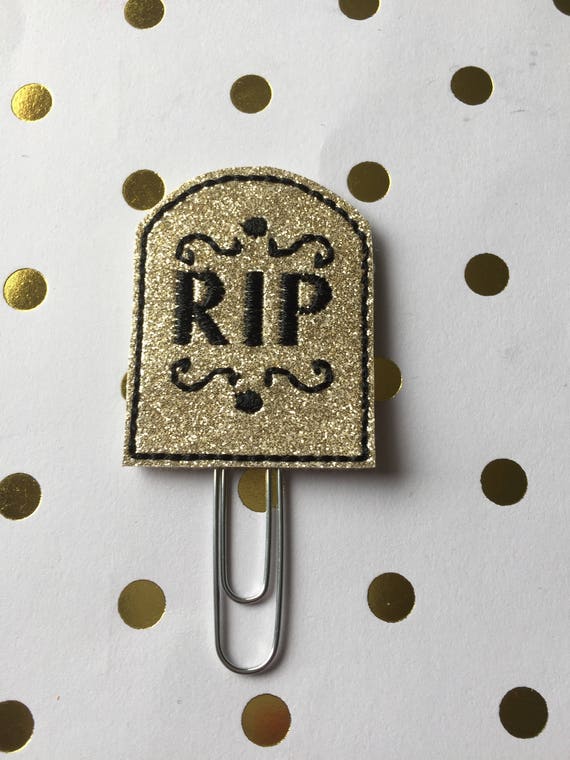 Gold Glitter Tombstone planner Clip/Planner Clip/Bookmark. Halloween Planner Clip. RIP Planner Clip. Fall Planner Clip