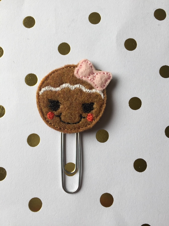 Gingerbread Girl With Bow planner Clip/Planner Clip/Bookmark. Winter Planner Clip. Gingerbread Planner Clip. Holiday planner clip