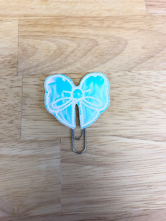 Blue Color Changing Vinyl Bow planner Clip/Planner Clip/Bookmark. Bow Planner Clip. Holo planner clip. Holographic Planner Clip