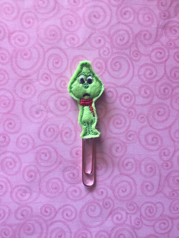 Full Body Mean Green Planner Clip/Paper Clip/Feltie Clip. Christmas planner clips. Holiday planner clip. Christmas planner clip