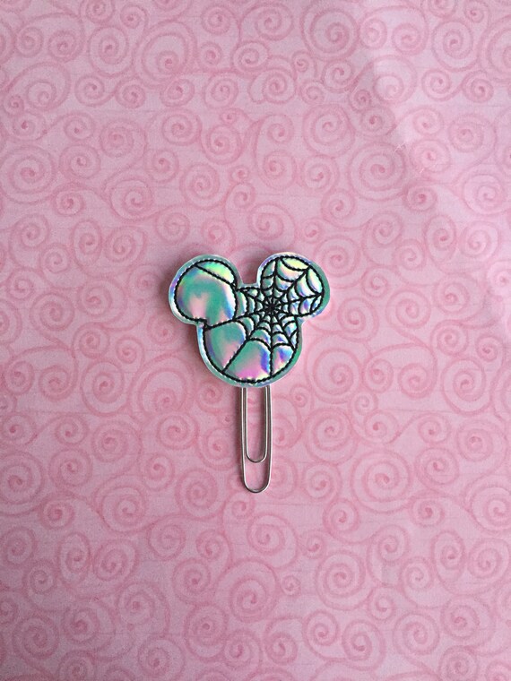 Holo Spider Mouse Clip/Planner Clip/Bookmark. Holographic Planner Clip. Mouse Planner Clip. Spider Planner clip. Halloween Planner Clip