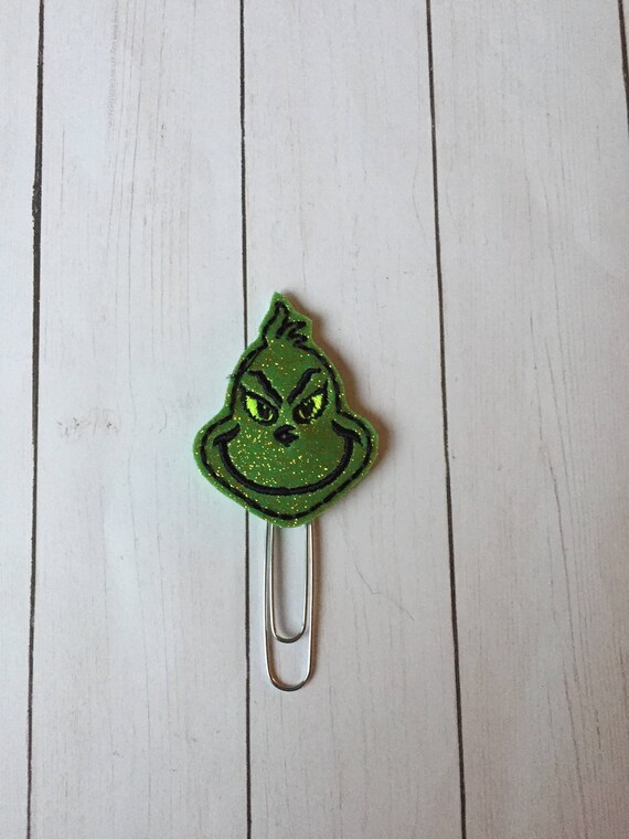 Glitter Mean Green Planner Clip/Paper Clip/Feltie Clip. Christmas planner clips. Holiday planner clip. Christmas planner clip