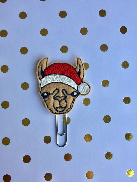 Santa Llama planner Clip/Planner Clip/Bookmark. Santa Planner Clip. Llama Planner Clip. Christmas Planner Clip. Holiday Planner Clip