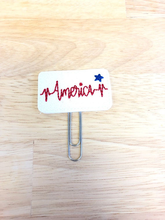 Glitter America Planner Clip/Planner Clip/Bookmark. Patriotic Planner Clip. 4th of July Clip. Glitter Planner Clip. America Planner Clip