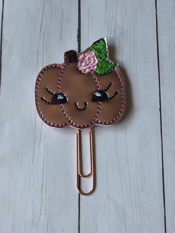 Pink Mirror Vinyl Pumpkin planner Clip/Planner Clip/Bookmark. Pumpkin Planner Clip. Fall Planner Clip. Girl Planner Clip. Planner