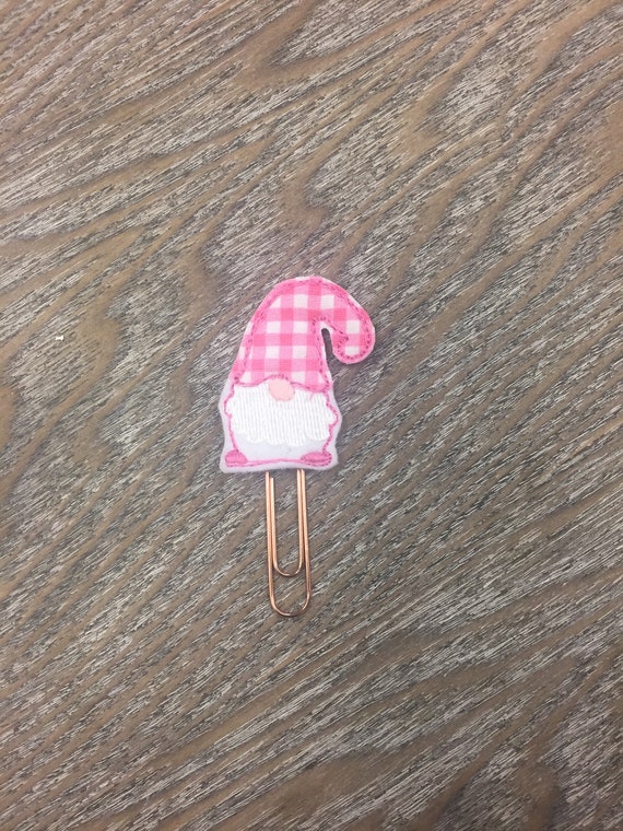 Valentine Gingham Gnome planner Clip/Planner Clip/Bookmark. Valentine Planner Clip. Gnome Planner Clip. Heart Planner Clip