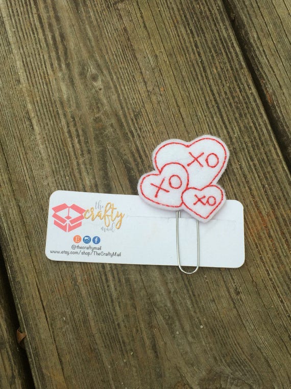 XOXO Heart Clip/Planner Clip/Bookmark. Valentine's planner clips.