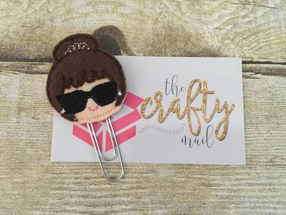Glam Girl Head Paper Planner Clip
