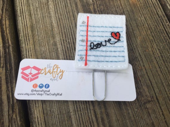 Love Letter Clip/Planner Clip/Bookmark. Valentine's planner clips
