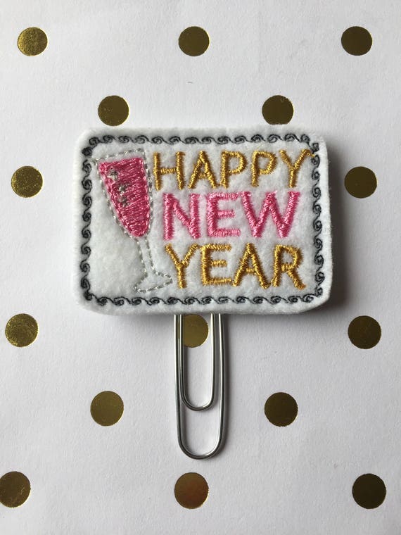 Happy New Year planner Clip/Planner Clip/Bookmark. New Year Planner Clip. New Year Paper Clip. Champagne Planner Clip