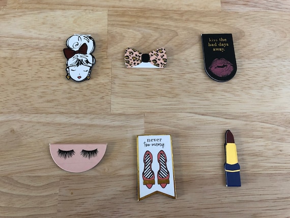 Eyelashes & Lipstick Magnetic Clips. Magnetic Planner Clips. Magnetic Bookmarks.Girl Planner Clip. Choose Your Design