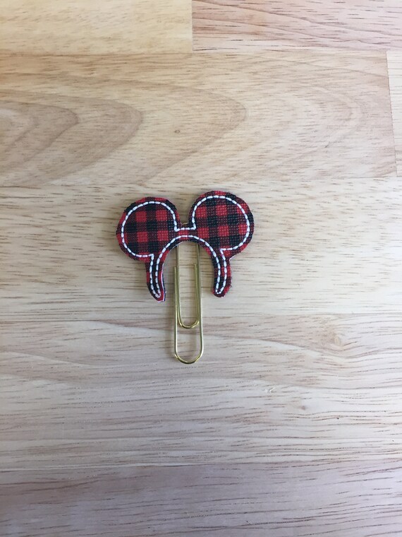Buffalo Plaid Mouse Ears Clip/Planner Clip/Bookmark. Mouse Ears Planner Clip. Mouse Planner Clip. Buffalo Plaid Planner Clip